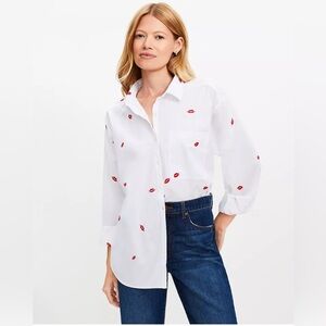 NWT LOFT Button Down Lips Blouse
